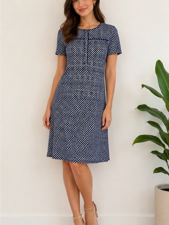 Tory Burch Dresses & Skirts - Tory Burch Silk Short. Sleeve Navy- White Polka Dots Shirt Dress Size M - EUC